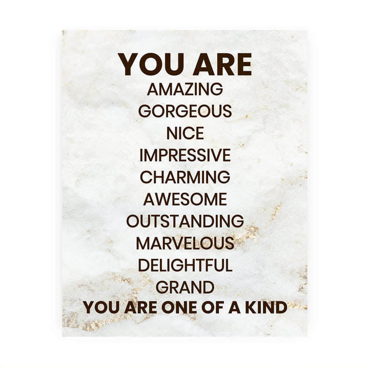 You Are One of a Kind- Inspirational Wall Art Print- 8 x 10" Ready to Frame. Motivational Wall Art-Home Decor- Office Decor. Perfect For Building Confidence in Children, Friends &amp; Graduates!