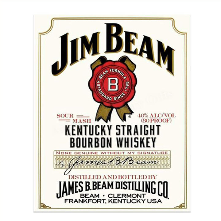 Jim Beam Bourbon Label- Wall Art Sign- 8 x 10"- Genuine Replica Print-Ready to Frame. Home D?cor- Dining D?cor. A Must For Kentucky Bourbon Whiskey Fans. Perfect Addition To Man Cave- Dorm-Bar- Garage