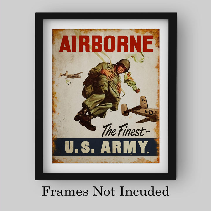 US Army Airborne -The Finest United States Army Badge Wall Sign -8 x 10" US Military Print -Ready to Frame. Home-Office-School-Cave Decor. Great Gift for Veterans! Display Your Pride -Go Army!