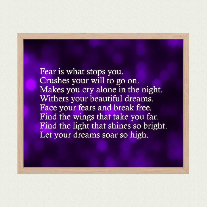 Face Your Fears &amp; Break Free Motivational Quotes Wall Art -10 x 8" Inspirational Poster Print-Ready to Frame. Modern Home-Office-School-Dorm Decor. Perfect Sign for Motivation! Great Advice!