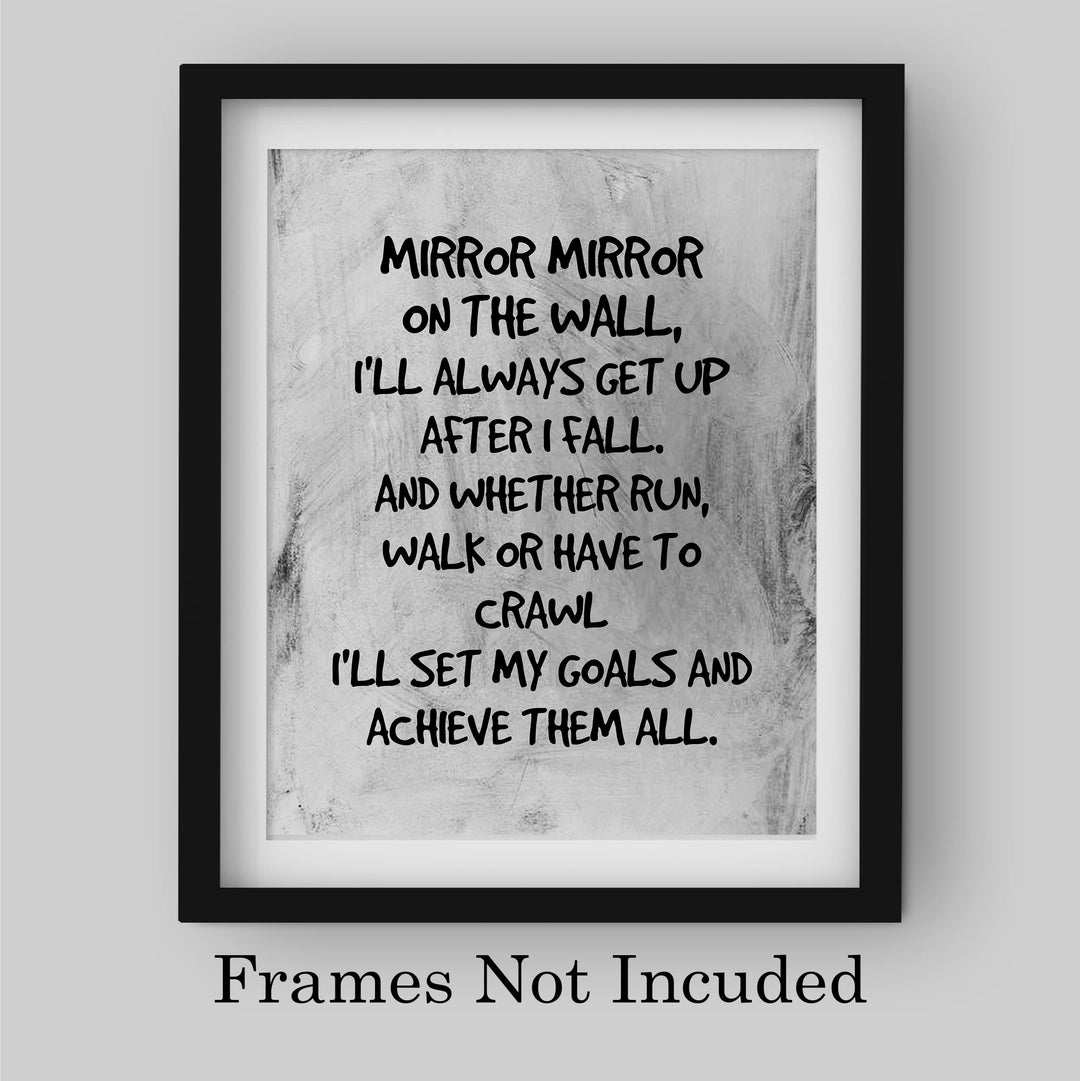 Mirror Mirror on the Wall-Set My Goals Achieve Them All Motivational Quotes Wall Art -8 x 10" Inspirational Poster Print -Ready to Frame. Distressed Decor for Home-Office-Classroom &amp; Success!