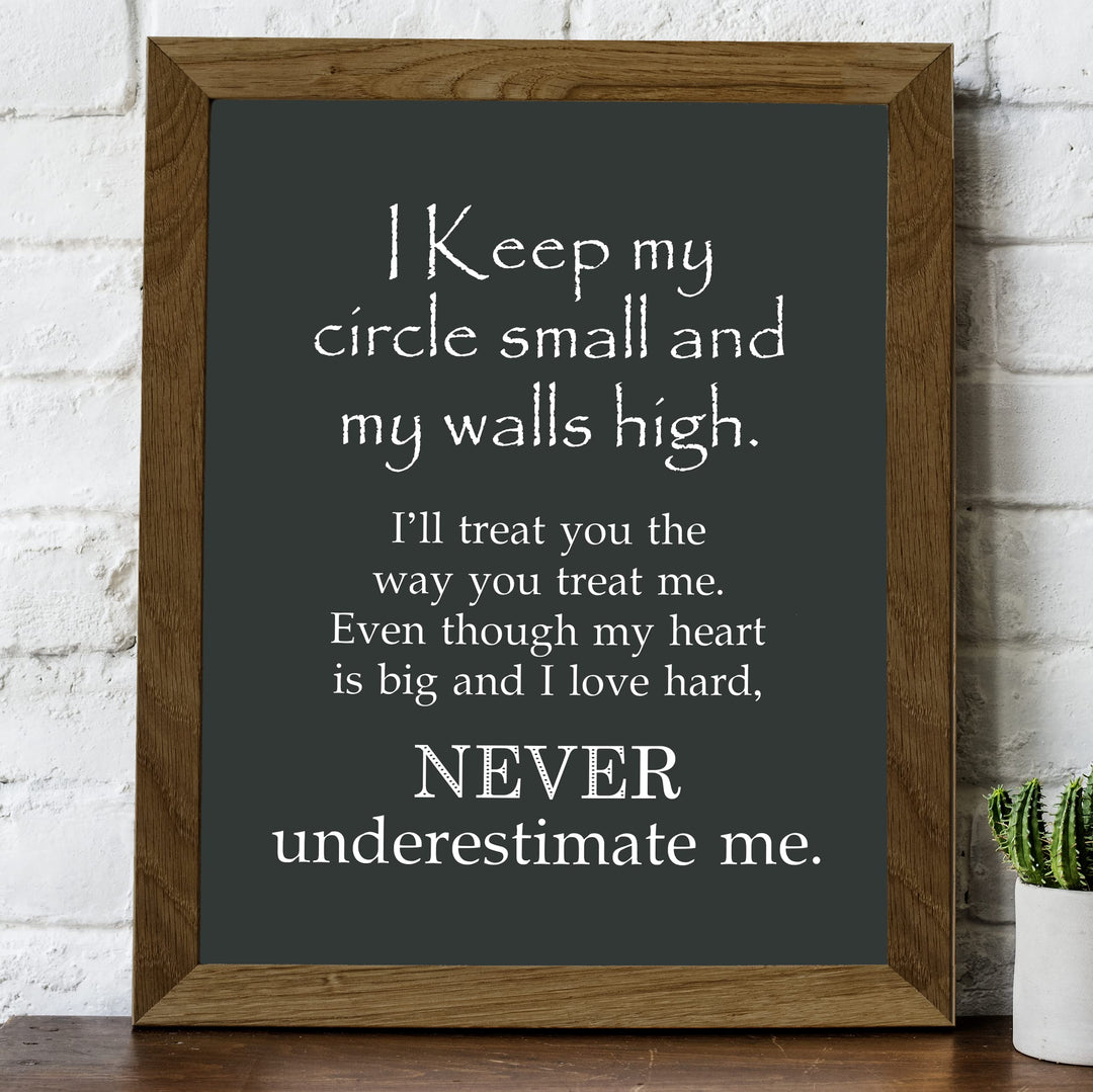 Keep Circle Small &amp; Walls High Inspirational Quotes Wall Art -8 x 10" Love &amp; Friendship Typographic Print -Ready to Frame. Motivational Decor for Home-Office-Studio-Dorm. Reminder of True Friends!