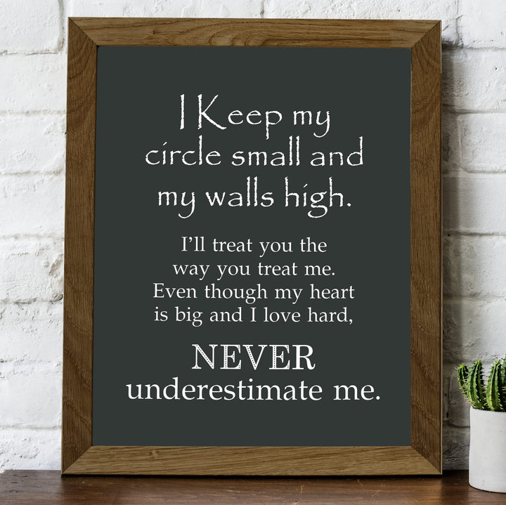 Keep Circle Small &amp; Walls High Inspirational Quotes Wall Art -8 x 10" Love &amp; Friendship Typographic Print -Ready to Frame. Motivational Decor for Home-Office-Studio-Dorm. Reminder of True Friends!