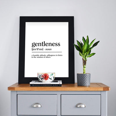 Gentleness-A Humble Attitude -Inspirational Christian Wall Art -8 x 10" Typographic"Gifts of the Spirit" Print-Ready to Frame. Modern Home-Office-Church-Scripture Decor. Great Religious Gift!