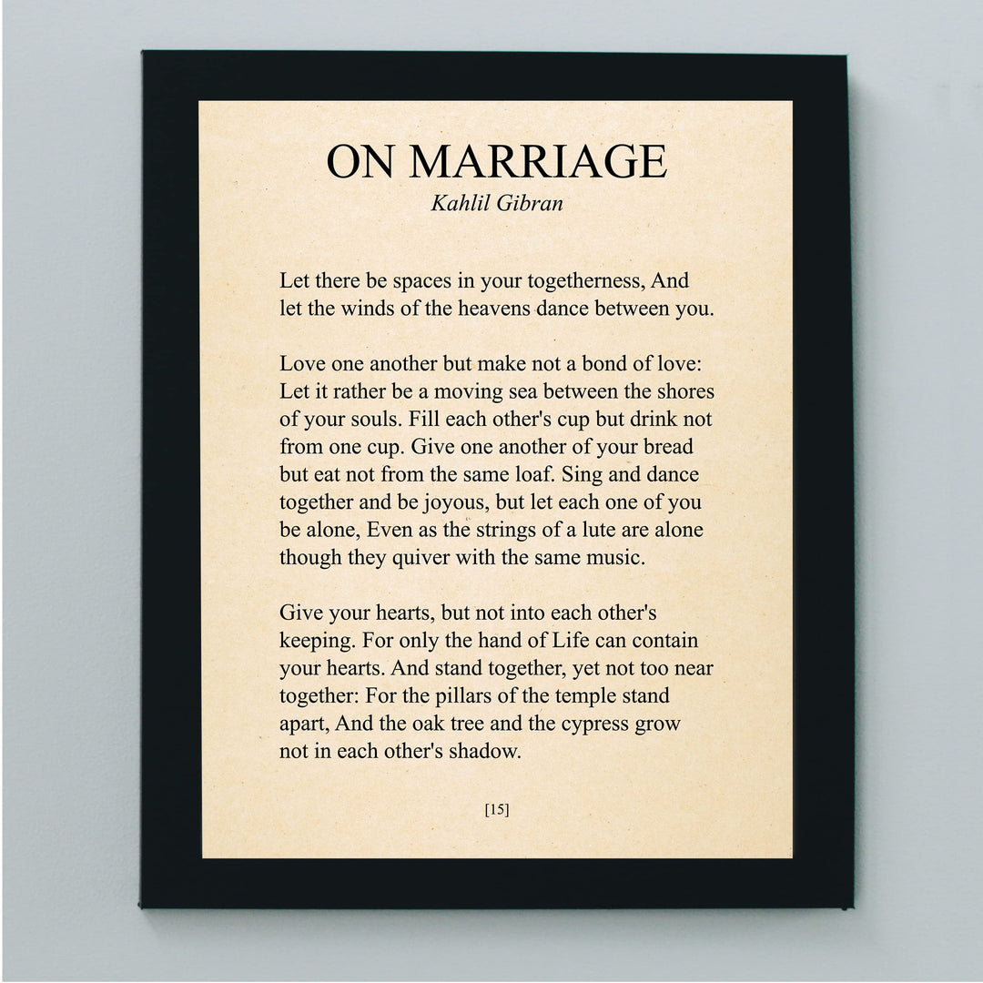 On Marriage-Kahlil Gibran Wedding Poem Wall Art -8 x 10"-Inspirational Poetic Print -Ready to Frame. Perfect Home-Office-Wedding Table-Anniversary Decor. Loving Keepsake Gift for Husband &amp; Wife!
