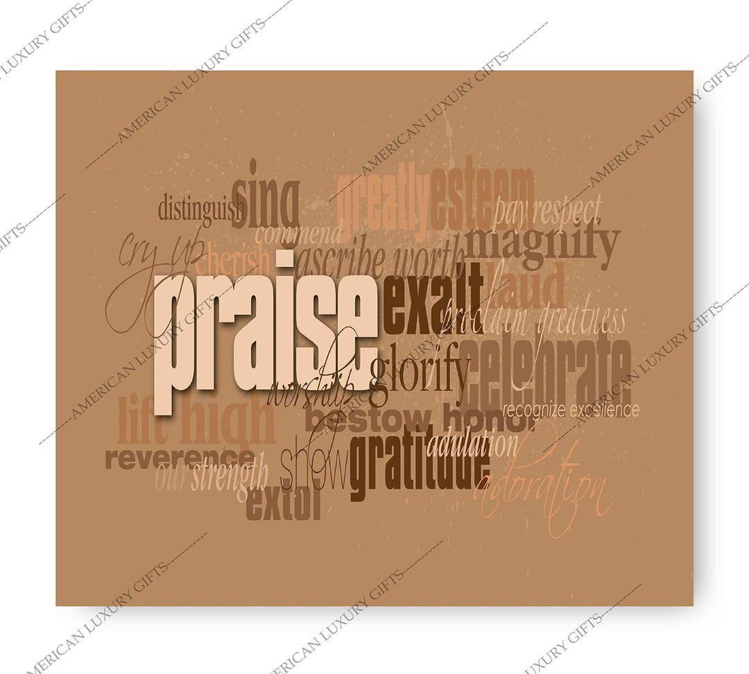Words of Praise-Word Art Wall Sign-10 x 8"-Spiritual Typographic Poster Print-Ready to Frame. Perfect Inspirational Decor for Home-Office-Studio-School-Church. Great Gift to Celebrate &amp; Praise Him!