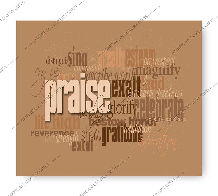 Words of Praise-Word Art Wall Sign-10 x 8"-Spiritual Typographic Poster Print-Ready to Frame. Perfect Inspirational Decor for Home-Office-Studio-School-Church. Great Gift to Celebrate &amp; Praise Him!
