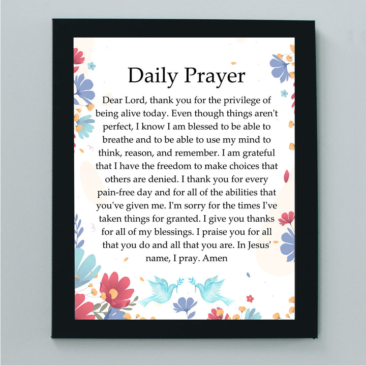 Daily Prayer-Christian Wall Art -8 x 10" Inspirational Scripture Print -Ready to Frame. Floral Design. Perfect Home-Office-Church-Sunday School Decor! Great Religious Gift of Faith &amp; Inspiration!