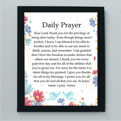 Daily Prayer-Christian Wall Art -8 x 10" Inspirational Scripture Print -Ready to Frame. Floral Design. Perfect Home-Office-Church-Sunday School Decor! Great Religious Gift of Faith & Inspiration!