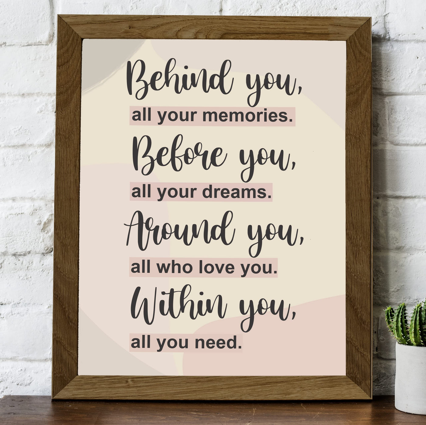 Behind-Before-Around-Within You- All You Need- Inspirational Quotes Wall Art -8 x 10" Motivational Typography Print -Ready to Frame. Perfect Home-Office-Classroom-Inspiration Decor. Great Gift!