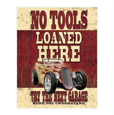 No Tools Loaned Here Hot Rod Vintage Garage Print- 8 x10 Wall Decor- Ready To Frame. Manly- Fathers Day Gifts- Home Decor- Office Decor. Great for Man Cave- Bar- Garage. Mechanics Love It!