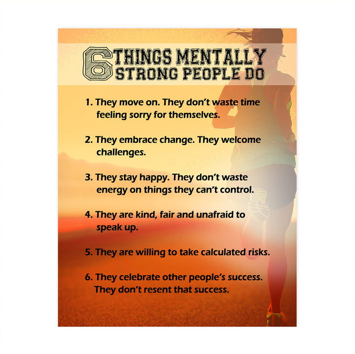 6 Things Mentally Strong People Do-8 x 10" Motivational Wall Decor Art. Typographic Sunset Photo Print -Ready to Frame. Inspirational Home-Office-Classroom-Gym Decor. Great Gift for Motivation!