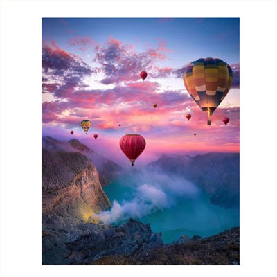 Hot Air Balloons Festival Over Mystic Canyon Lake- 8 x 10" Print Wall Art Ready to Frame. Beautiful Balloons in Gorgeous Natural Setting. Perfect Gift for Flight Enthusiasts.