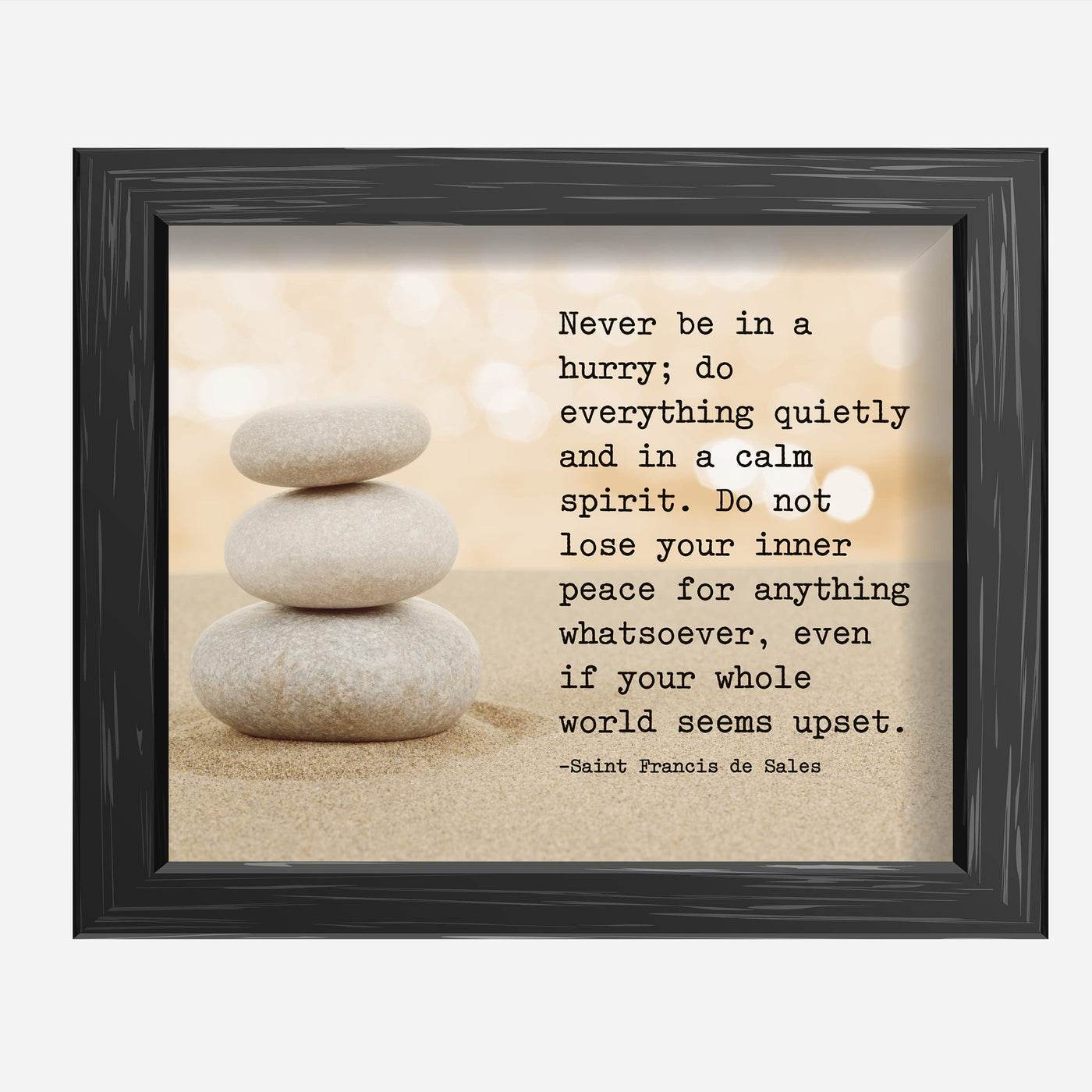 Do Not Lose Your Inner Peace Motivational Quotes Wall Sign -10 x 8" Inspirational Balancing Stones in Sand Art Print -Ready to Frame. Spiritual Home-Office-School-Zen Decor. Perfect Life Lesson!