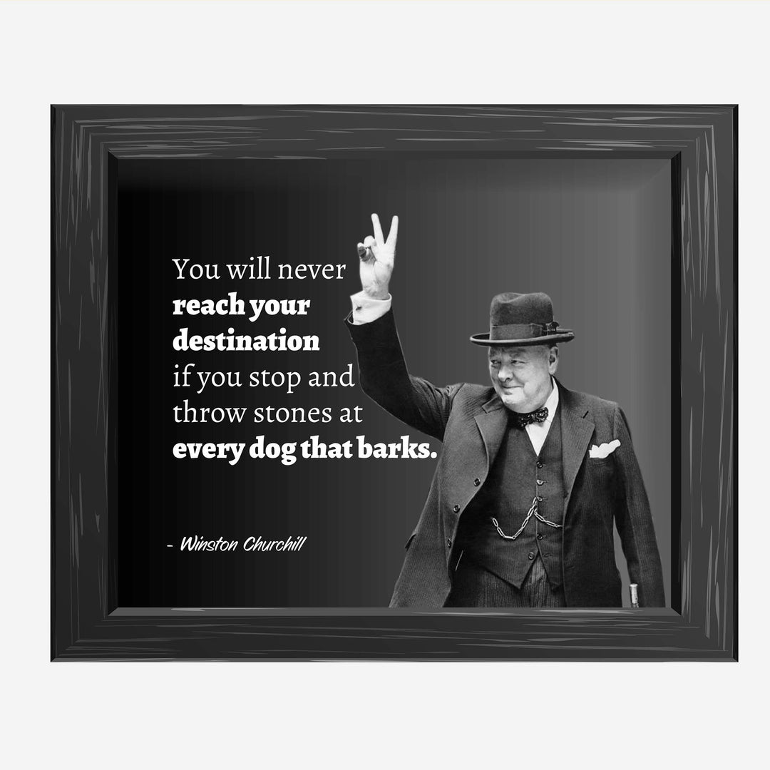 Winston Churchill Quotes- Wall Art-"You Will Never Reach Your Destination"- 10 x 8" Wall Print- Ready to Frame. Retro Home-Office-Library D?cor. Perfect Gift for Motivation &amp; Inspiration.