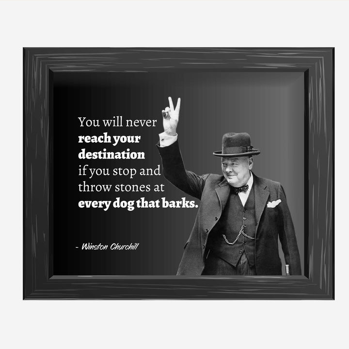 Winston Churchill Quotes- Wall Art-"You Will Never Reach Your Destination"- 10 x 8" Wall Print- Ready to Frame. Retro Home-Office-Library D?cor. Perfect Gift for Motivation &amp; Inspiration.
