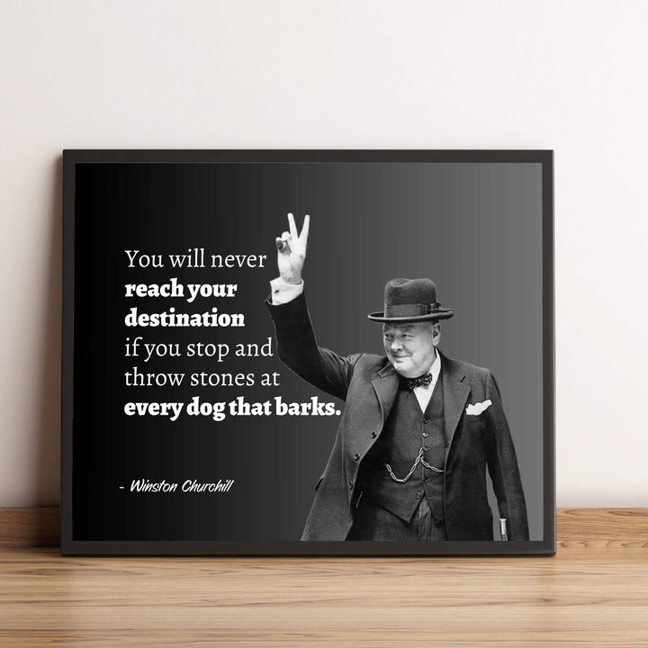 Winston Churchill Quotes- Wall Art-"You Will Never Reach Your Destination"- 10 x 8" Wall Print- Ready to Frame. Retro Home-Office-Library D?cor. Perfect Gift for Motivation &amp; Inspiration.