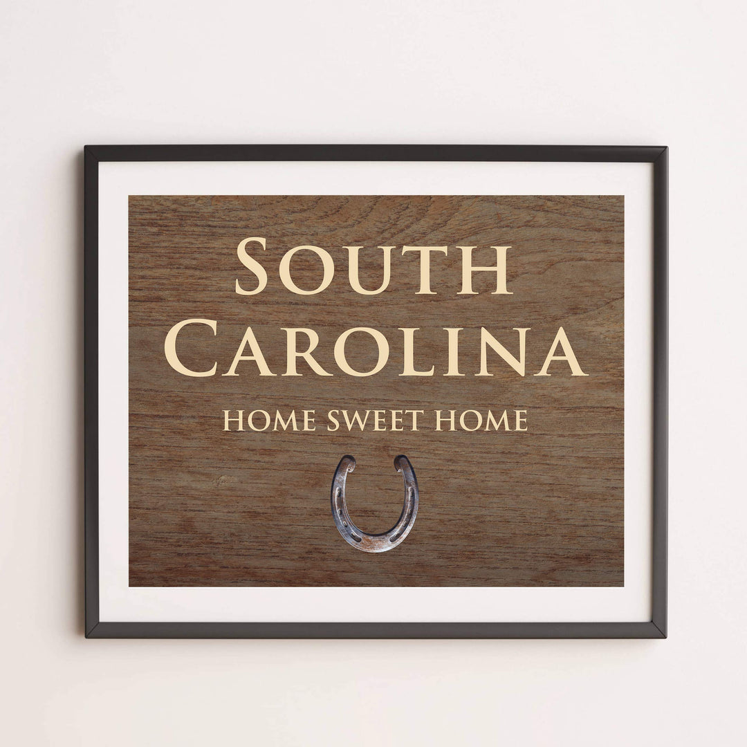 South Carolina-Home Sweet Home Inspirational Family Wall Art-10x8" Country Rustic State Print-Ready to Frame. Home-Office-Welcome-Farmhouse Decor. Great Housewarming Gift! Printed on Photo Paper.