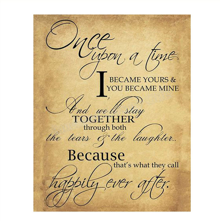 "Fairy Tale Marriage-Once Upon a Time &amp; Happily Ever After"-Love Letter- Wall Art Print-8 x 10"