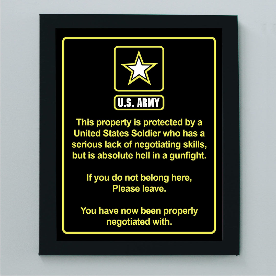 This House Is Protected By a United States Soldier US Army Star Logo Print- 8 x 10"- Wall Art Prints- Ready to Frame. Humorous Home-Office-Military-Door Decor. Perfect Sign for Those Who Served!