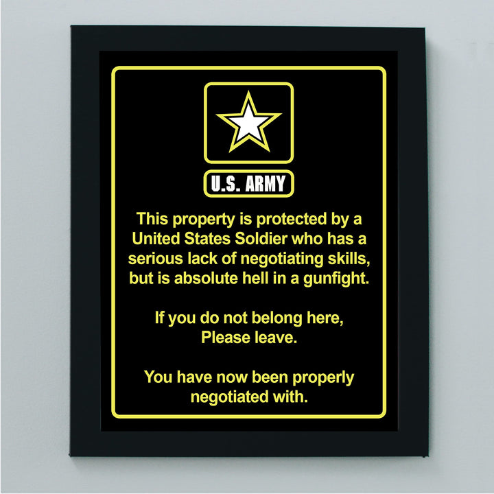 This House Is Protected By a United States Soldier US Army Star Logo Print- 8 x 10"- Wall Art Prints- Ready to Frame. Humorous Home-Office-Military-Door Decor. Perfect Sign for Those Who Served!