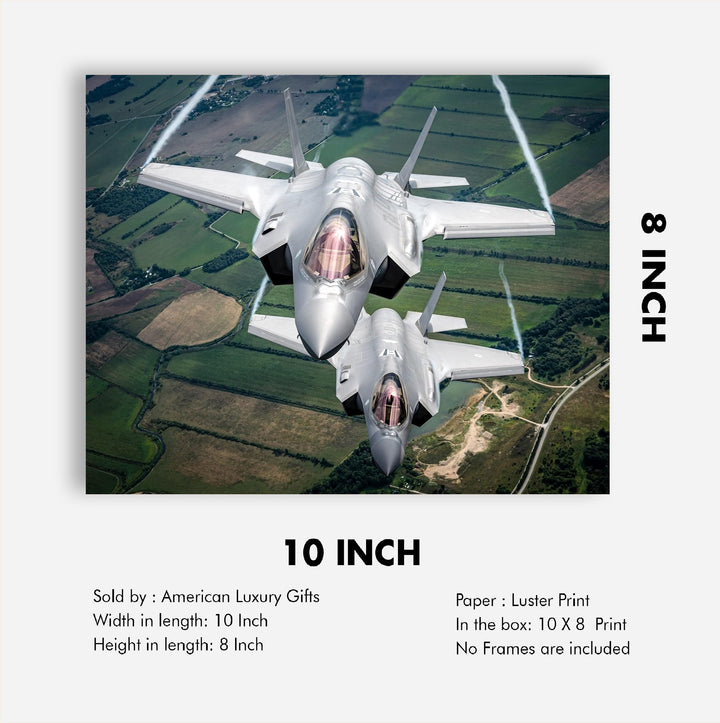 F-35 Lightning II Fighter Jet -10x8" Military Aircraft Wall Print -Ready to Frame. Home-Office-School Decor. Perfect Sign for Game Room-Garage-Cave! Great Gift for Active Duty Military &amp; Veterans!