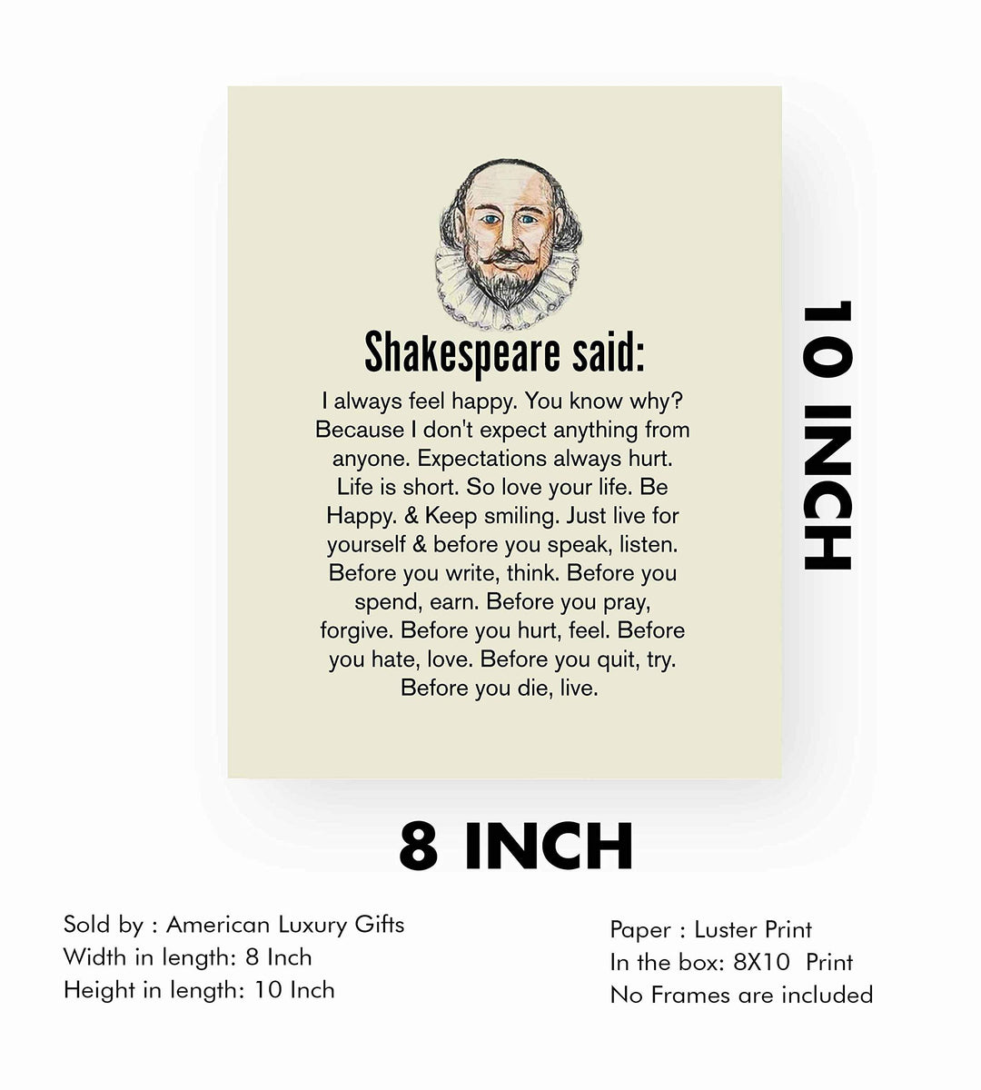 Shakespeare Quote Print – Timeless Literary Wall Art for Home &amp; Office