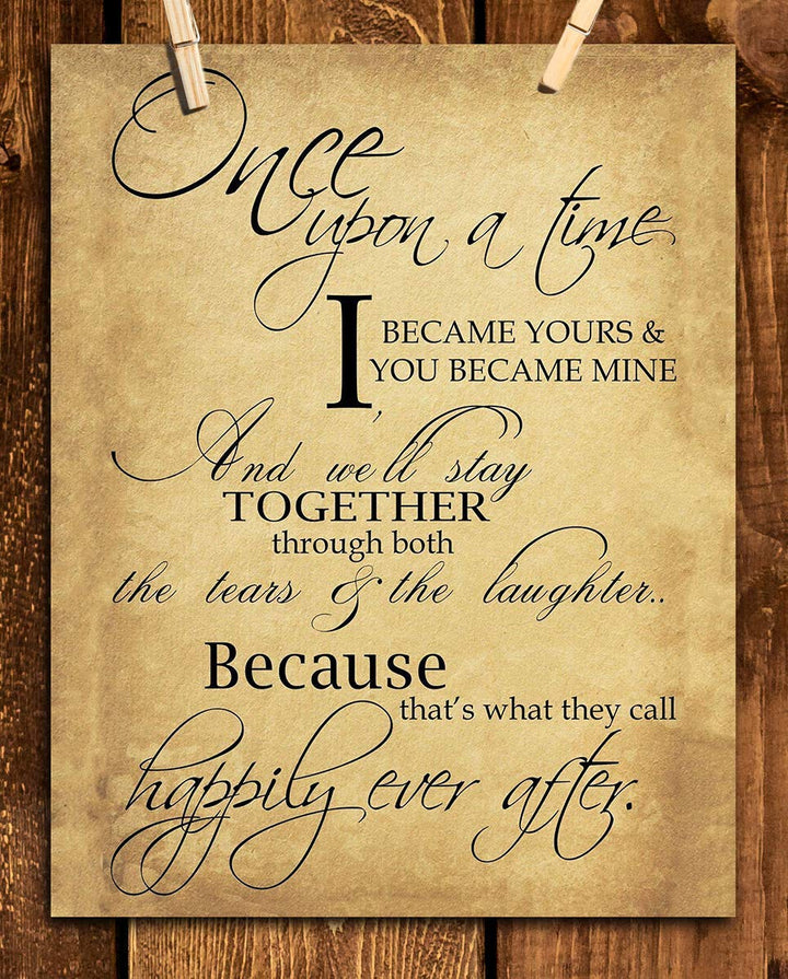 "Fairy Tale Marriage-Once Upon a Time &amp; Happily Ever After"-Love Letter- Wall Art Print-8 x 10"