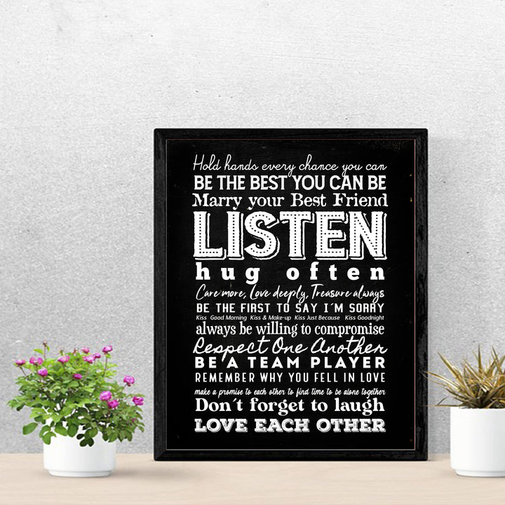 "Marry Your Best Friend" Love Quotes Wall Art Decor -11 x 14" Inspirational Marriage Poster Print-Ready to Frame. Romantic Wedding &amp; Anniversary Gift for Husband, Wife &amp; Newlyweds.