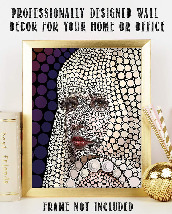 Lady GaGa- Abstract Portrait Print- 8 x 10"-"Portrait of Circles"- Wall Art Print-Ready to Frame. Modern Home D?cor- Office D?cor. Perfect Gift for Musicians, Lady Ga Ga Fans &amp; Abstract Inspiration.