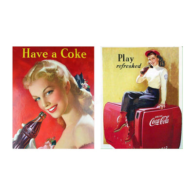 Vintage Coca Cola Girls- Signs Print Set (2)- 8 x 10"s Wall Art Replica Prints- Ready to Frame. Retro Home D?cor- Kitchen & Cafe Wall Decor. Decorative Antique Reprints- For Coke Lover's Collections.