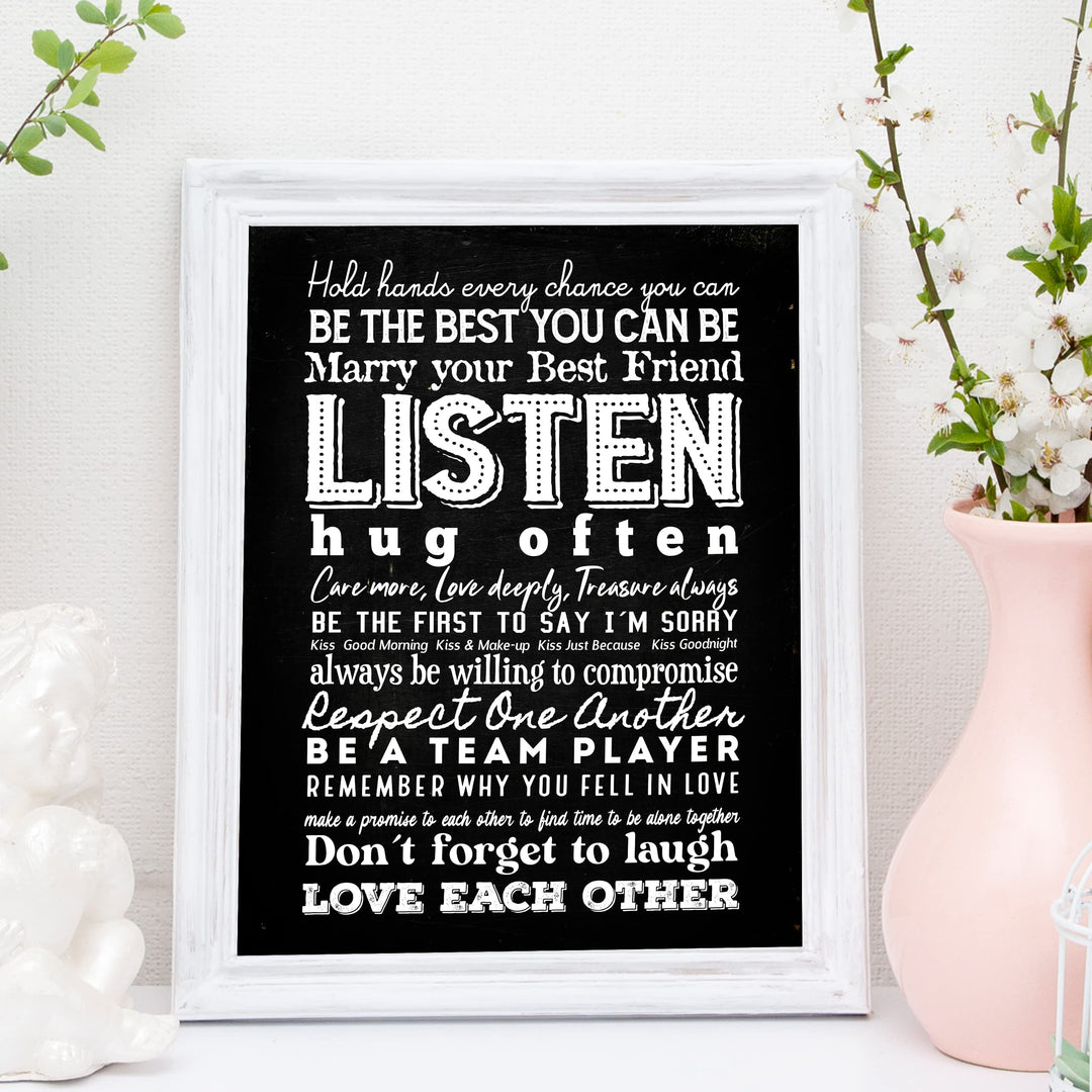 "Marry Your Best Friend" Love Quotes Wall Art Decor -11 x 14" Inspirational Marriage Poster Print-Ready to Frame. Romantic Wedding &amp; Anniversary Gift for Husband, Wife &amp; Newlyweds.