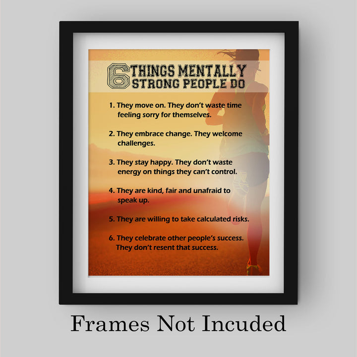 6 Things Mentally Strong People Do-8 x 10" Motivational Wall Decor Art. Typographic Sunset Photo Print -Ready to Frame. Inspirational Home-Office-Classroom-Gym Decor. Great Gift for Motivation!