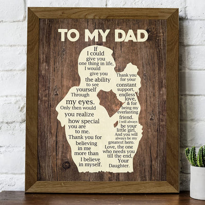 "To My Dad - Thank You"-Inspirational Father's Day Quotes Wall Art -8 x 10"