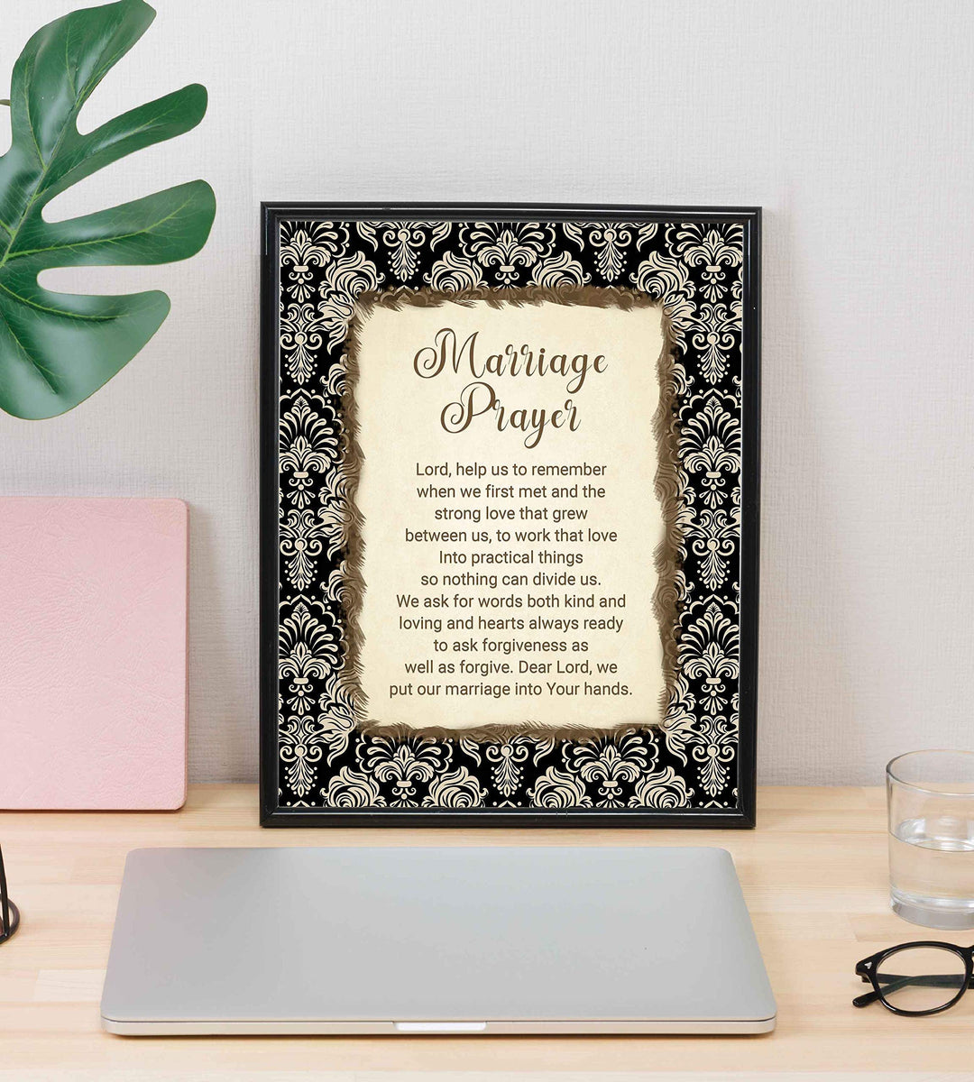 Marriage Prayer-Inspirational Christian Wall Art Decor -8 x 10" Rustic Typographic Print-Ready to Frame. Great Engagement-Bridal Shower-Wedding Gift. Perfect Advice for Newlyweds-Spouses-Partners!
