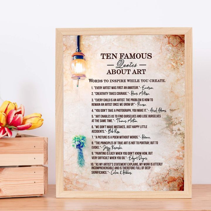 Ten Famous Quotes About Art-Inspirational Artist Quote Wall Art -11 x 14" Distressed Parchment Poster Print-Ready to Frame. Home-Office-Classroom-Studio Decor. Great Gift of Creative Inspiration!
