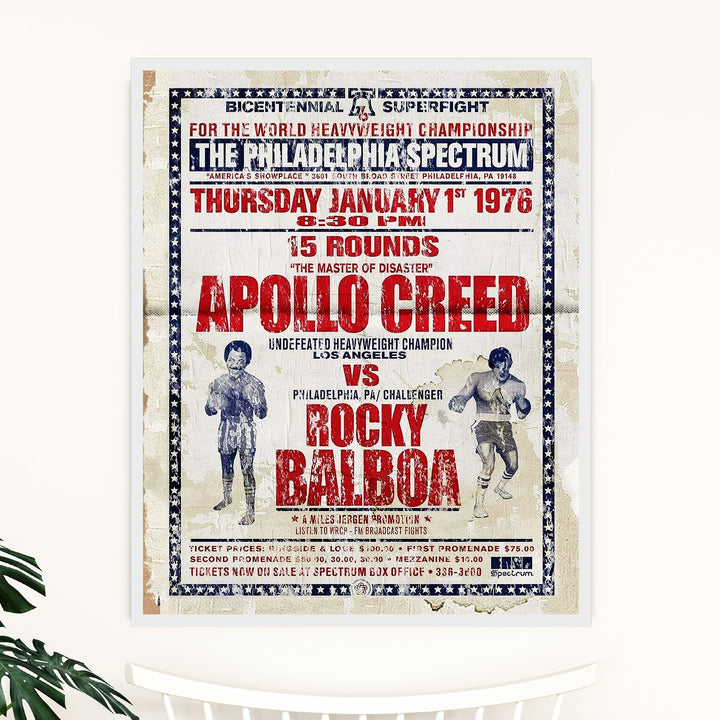 Apollo Creed vs Rocky Balboa Vintage Boxing Movie Wall Sign -11 x 14" Distressed Poster Print-Ready to Frame. Home-Office-Gym-Locker Room Decor. Perfect Gift for Fans! Printed on Photo Paper.