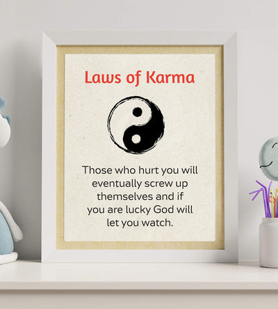 Laws of Karma Spiritual Quotes Wall Art- 8 x 10" Modern Inspirational Wall Print with Yin Yang Sign-Ready to Frame. Home-Studio-Office D?cor. Great Reminders on Karma. Makes a Perfect Zen Gift!