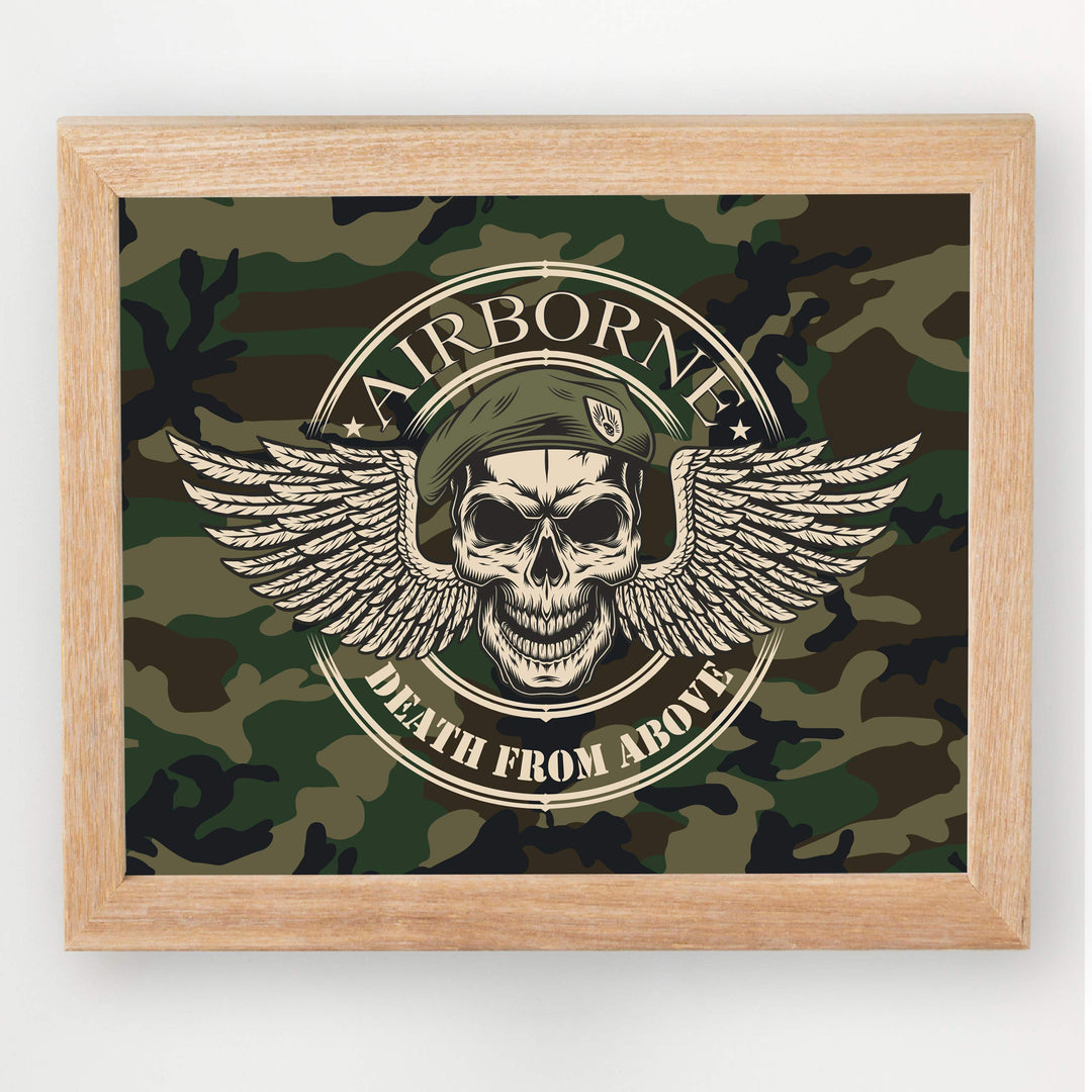 United States Army Airborne Logo"Death From Above"-10x8"-USA Military Wall Art Print-Ready to Frame. Patriotic Home-Office-School Decor. Great Gift for Soldiers-Veterans. Display Your Pride-Go Army!