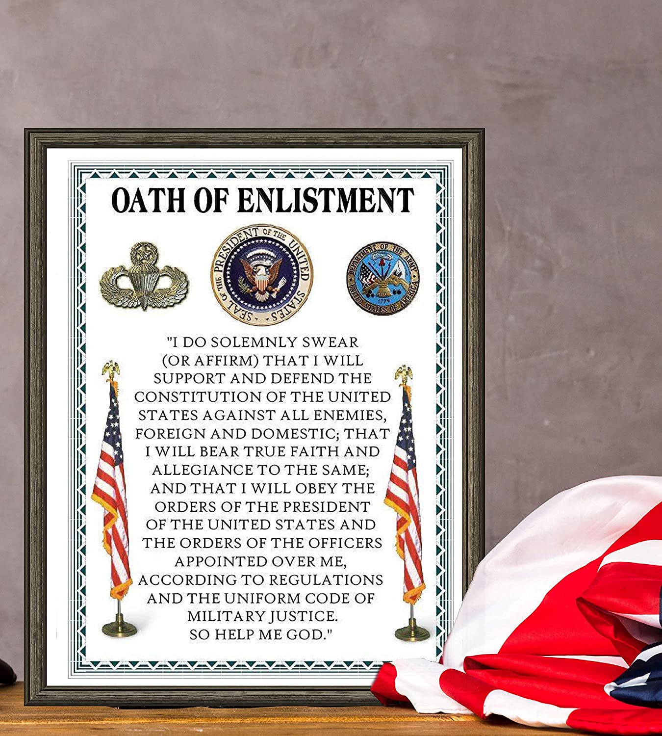 "Oath Of Enlistment"- U. S. Military-Wall Art- 8 x 10"