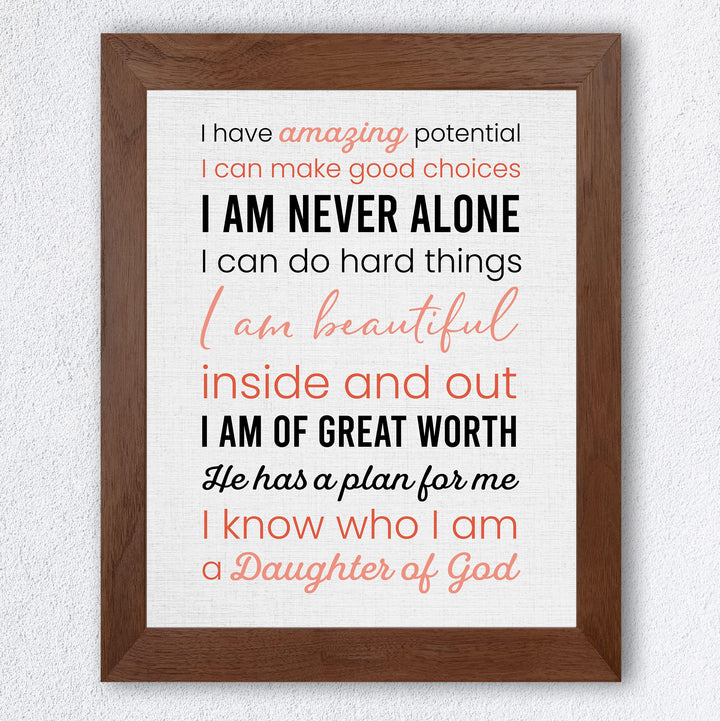 Amazing Daughter of God Inspirational Christian Wall Art -8 x10" Spiritual Poster Print -Ready to Frame. Motivational Home-Girls Bedroom-Dorm Decor. Great Religious Gift! Perfect for Teens &amp; Women!