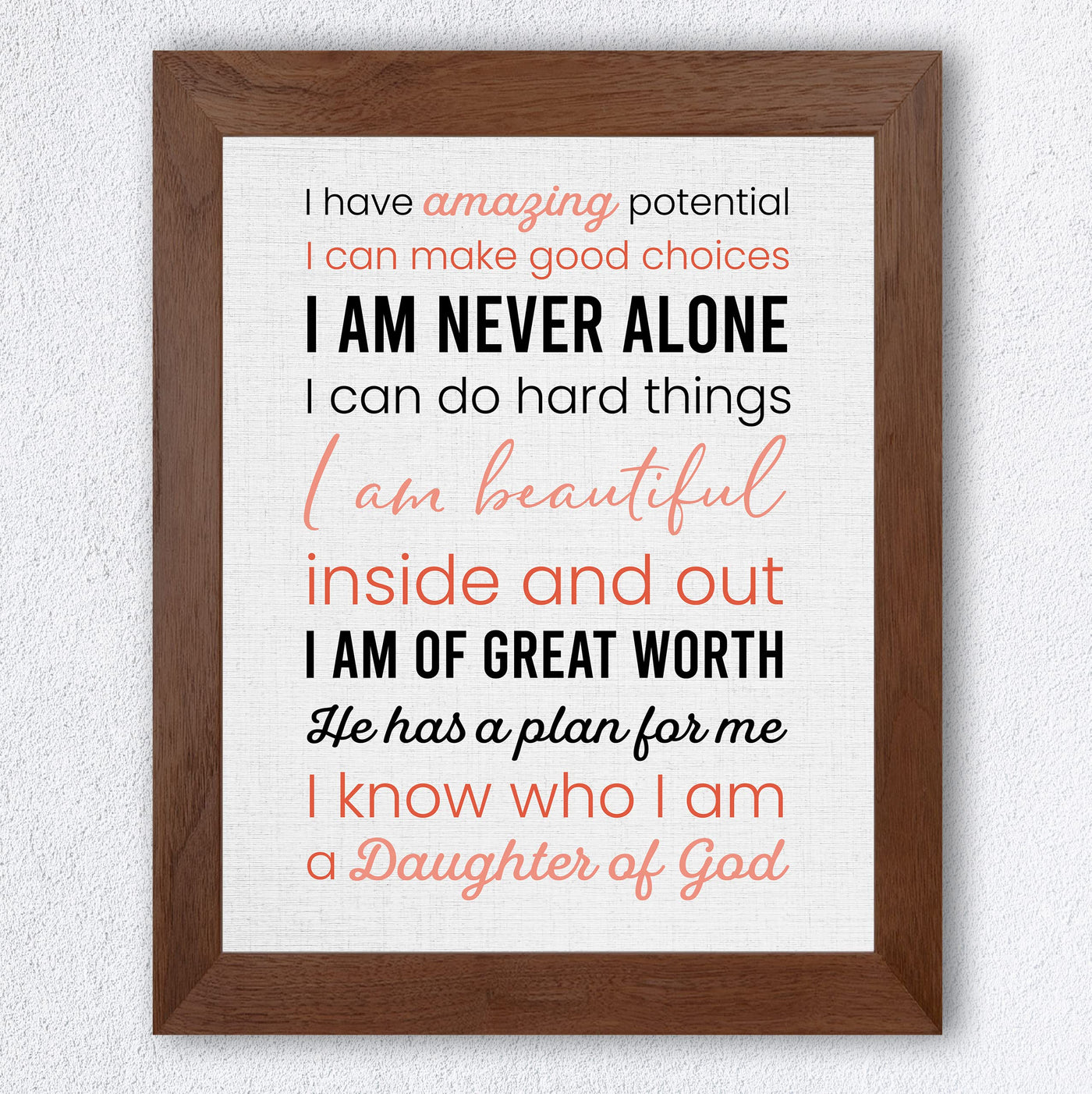 Amazing Daughter of God Inspirational Christian Wall Art -8 x10" Spiritual Poster Print -Ready to Frame. Motivational Home-Girls Bedroom-Dorm Decor. Great Religious Gift! Perfect for Teens & Women!