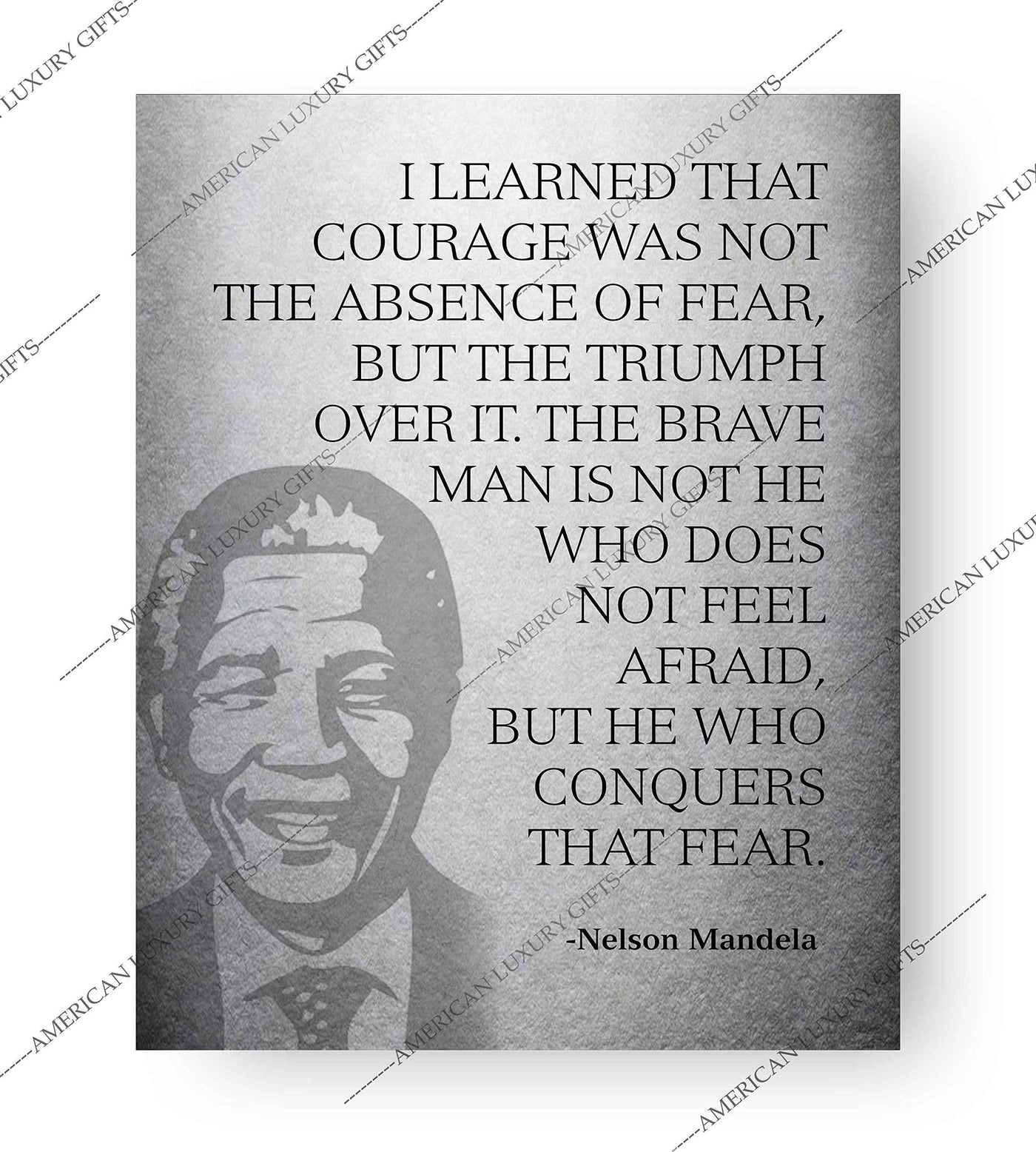 Mandela Quotes Wall Art-?Brave Man Is He Who Conquers Fear?-8 x 10" Inspirational Silhouette Print-Ready to Frame. Modern Home-Studio-Office Decor. Nelson Mandela Quotes. Perfect Motivational Gift!