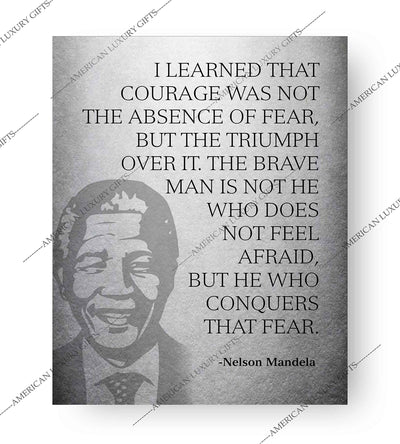 Mandela Quotes Wall Art-?Brave Man Is He Who Conquers Fear?-8 x 10" Inspirational Silhouette Print-Ready to Frame. Modern Home-Studio-Office Decor. Nelson Mandela Quotes. Perfect Motivational Gift!