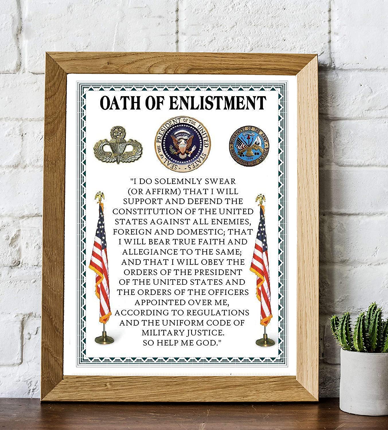 "Oath Of Enlistment"- U. S. Military-Wall Art- 8 x 10"