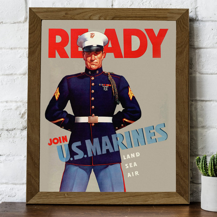 Ready-Join US Marines-Land, Sea, Air- United States Marine Corps Wall Art- 8 x 10" Picture Print-Ready To Frame. Home-Office-Military Decor. Perfect Gift for All Marines. Semper Fi - Oorah!