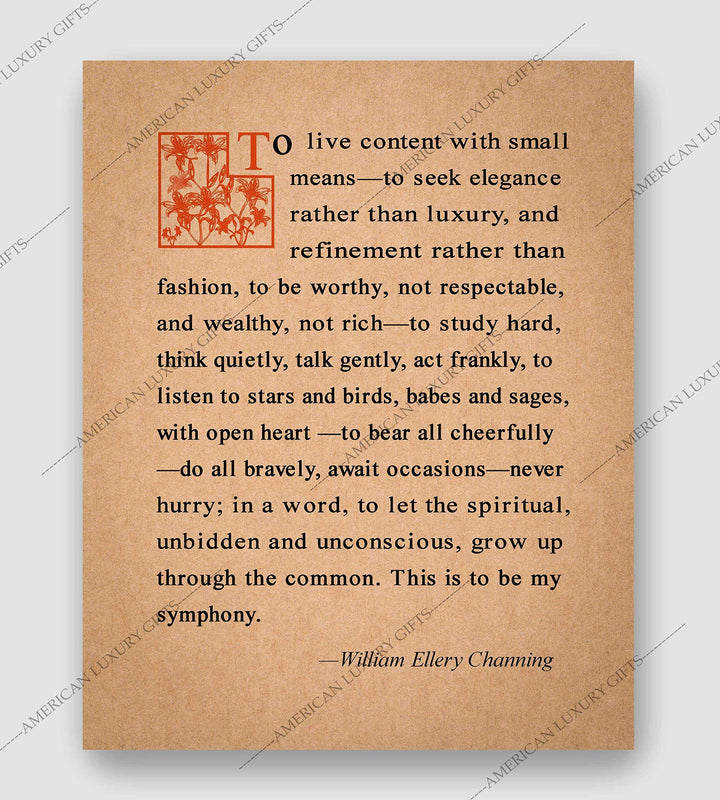 William Ellery Channing-"This Is To Be My Symphony"-Inspirational Poem Page Print- 8 x 10" Distressed Poetic Wall Art-Ready to Frame. Home-Office-Study-School Decor. Great Gift for Poetry Fans!