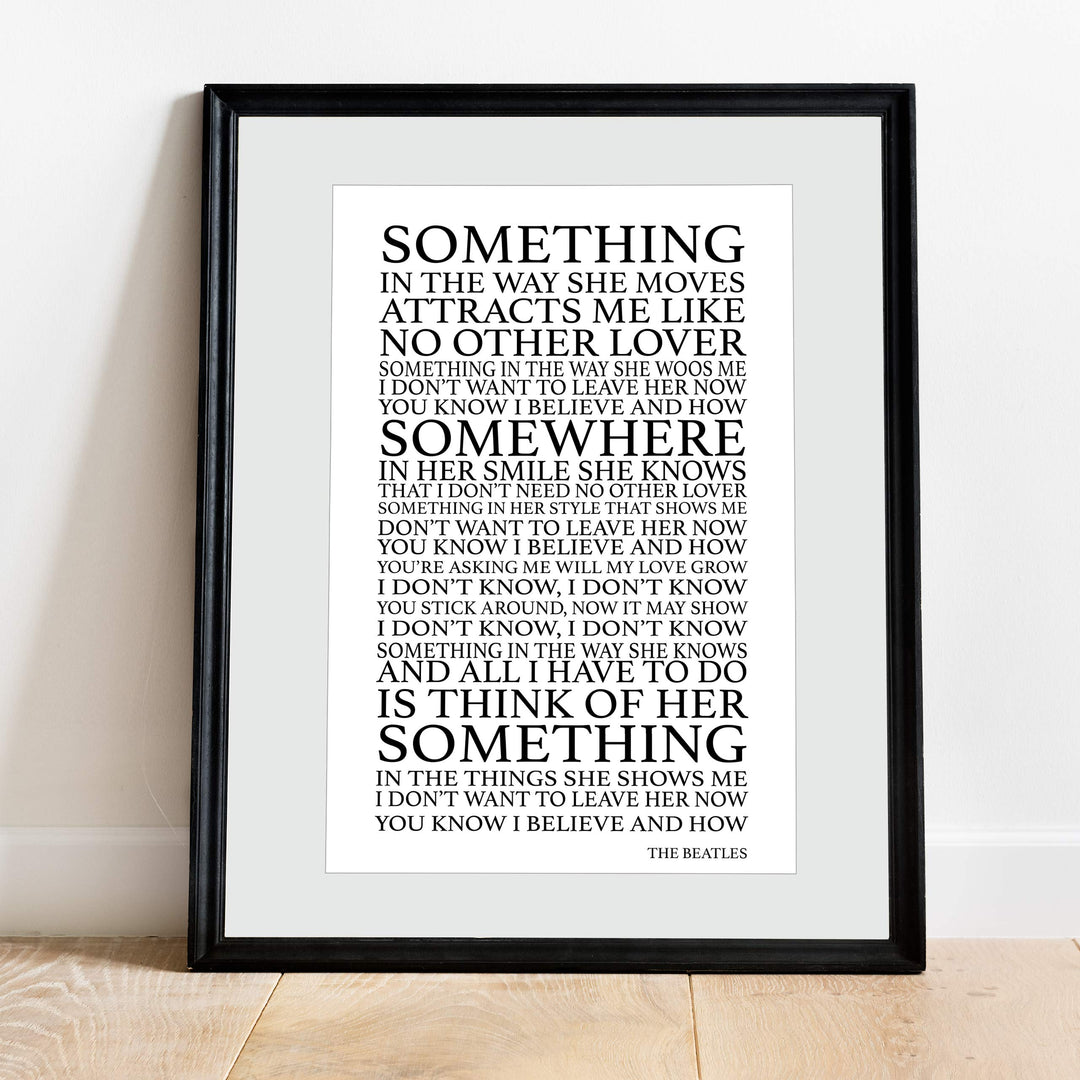 The Beatles Song Lyrics Wall Art-"Something In The Way She Moves" 11 x 14" Art Matted Print-Ready to Frame. Retro Home-Office-Cave D?cor. Perfect Love Song Gift for Beatles Fans &amp; Inspiration.