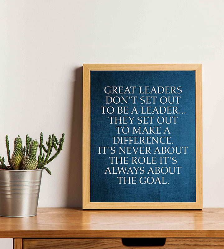 "Great Leaders Set Out to Make a Difference" -Motivational Quotes Wall Art-8 x 10"