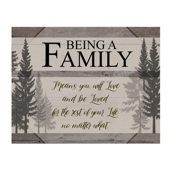 Being A Famly Means You Will Love &amp; Be Loved Inspirational Family Wall Art -14 x 11" Modern Typographic Poster Print -Ready to Frame. Home-Entryway Decor. Perfect for Guest-Cabin-Lake House Decor!